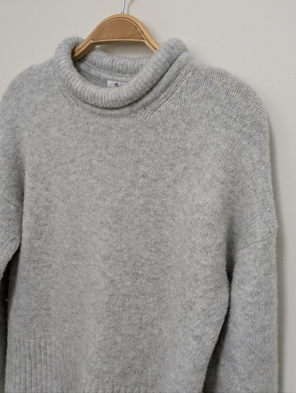 Madewell Heather Grey Fulton Wool Blend Mock Neck Sweater Small - Picture 6 of 8
